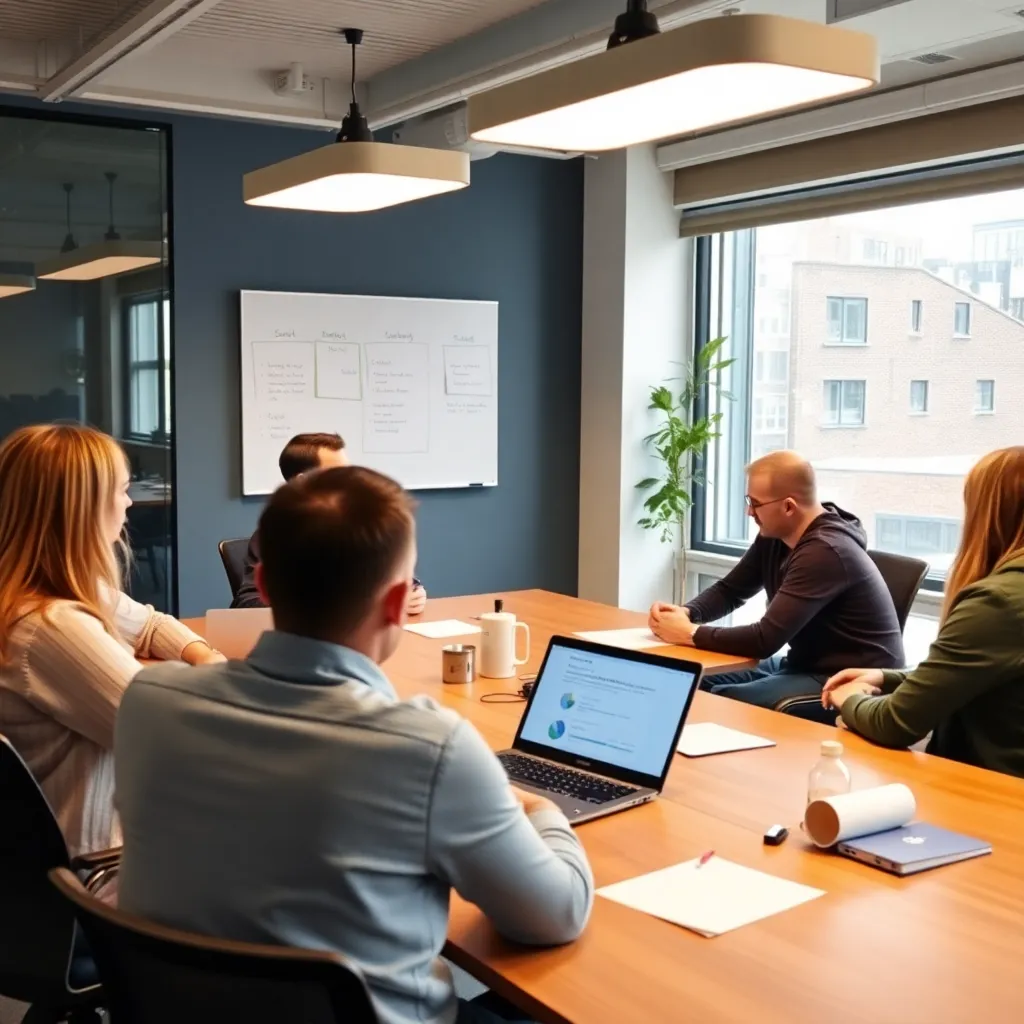 Nederlandse workshop over productiviteit en doelen stellen in een moderne vergaderruimte