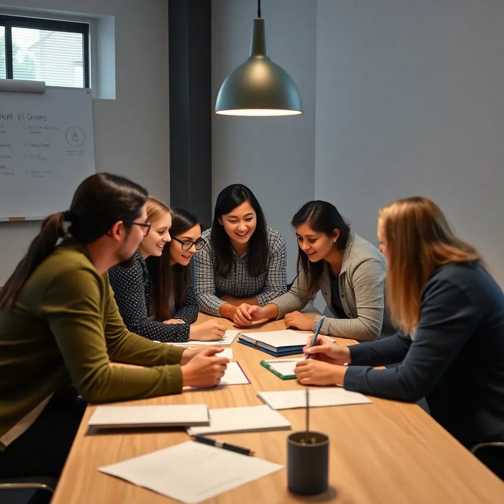 Deelnemers die samenwerken tijdens een productiviteitsworkshop
