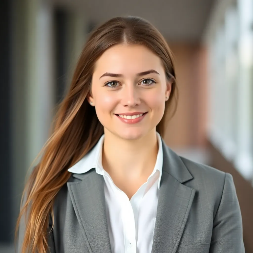 Portret van Sophie Jansen, een jonge professional met lang bruin haar