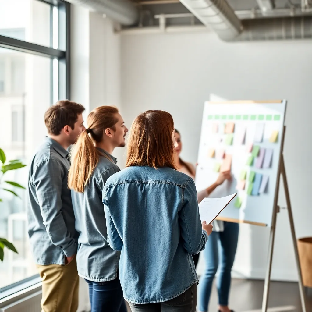 Team dat agile werkmethoden gebruikt in Nederlands kantoor