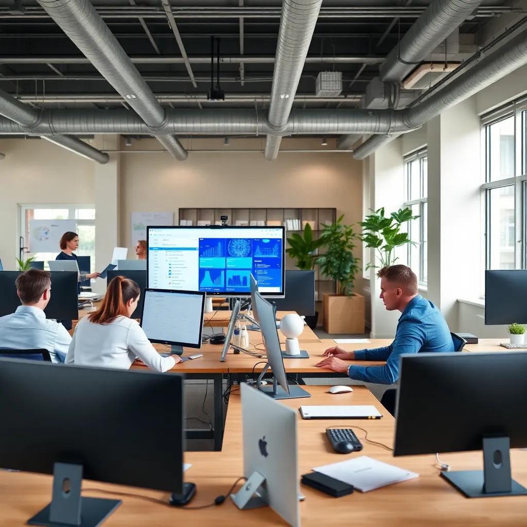 Nederlandse professional die productief werkt op kantoor