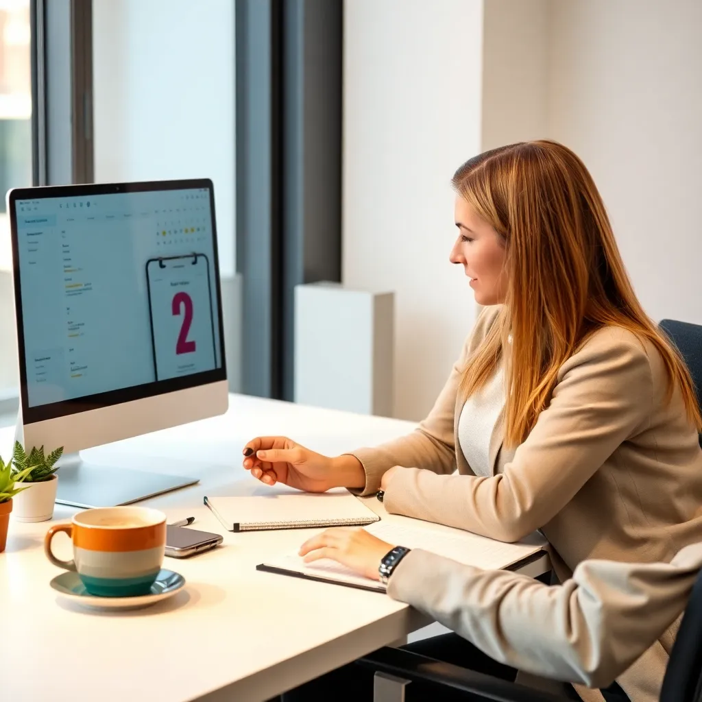 Persoon die timeboxing toepast op een digitale agenda